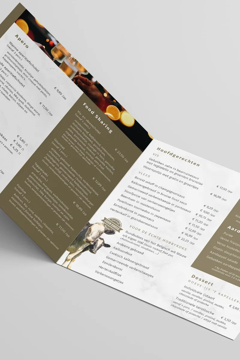 Ontwerp en drukwerk van eindejaarsfolder voor Slagerij Dries Kruiseke